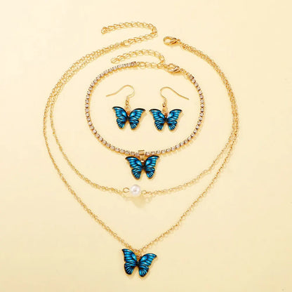 Blue Butterfly Jewelry 5pcs Set